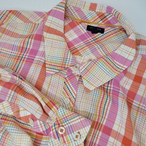 Talbots Plus, Orange/Ivory Plaid Long Sleeve Blouse, Size 3X‎